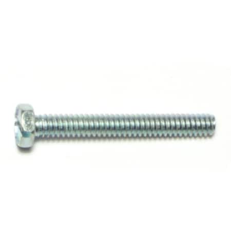 #10-24 x 1-1/2 in Slotted Hex Machine Screw, Zinc Plated Steel, 20 PK